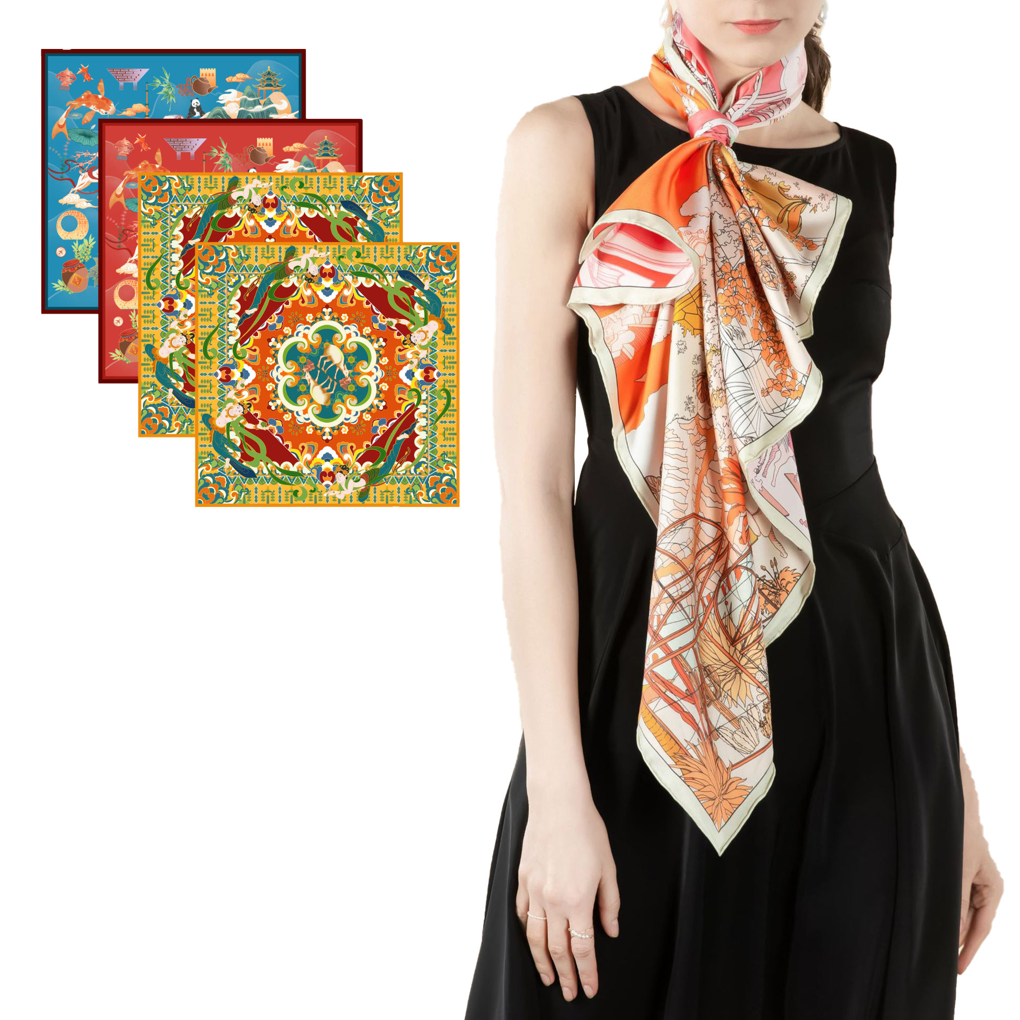 Custom Full Color Real Silk Scarf 1