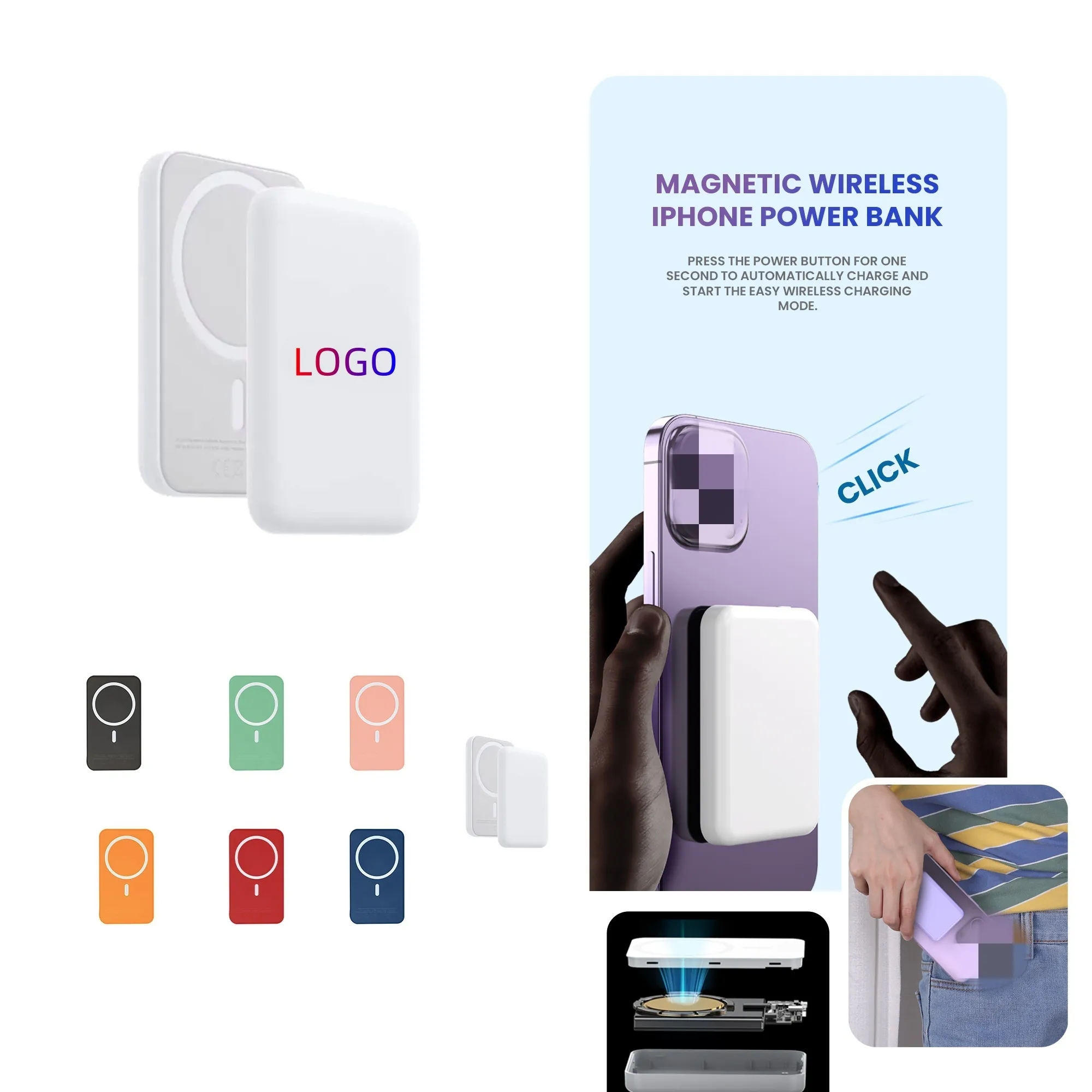 10000mAh Magnetic Wireless Phone Power Bank 1
