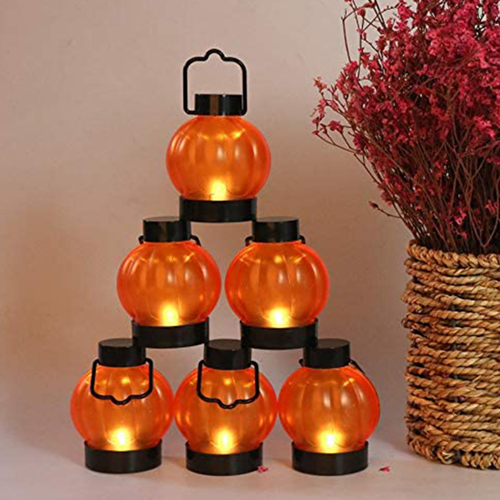Pumpkin Grimace Lantern Flickering Halloween Light 2