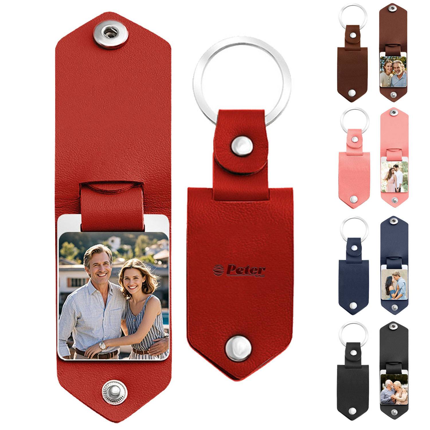 Customizable Compact Aluminium PU Leather Keychain 10
