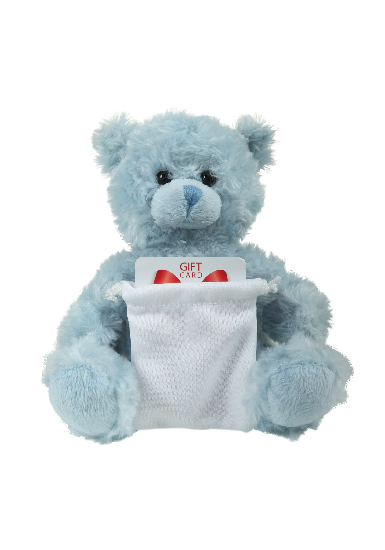soft plush Blue Curly Sitting Bear with gift card sack 3