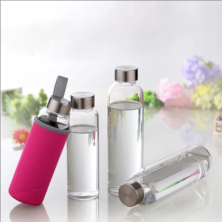 18oz Transparent Glass Water and Juice Bottle 1