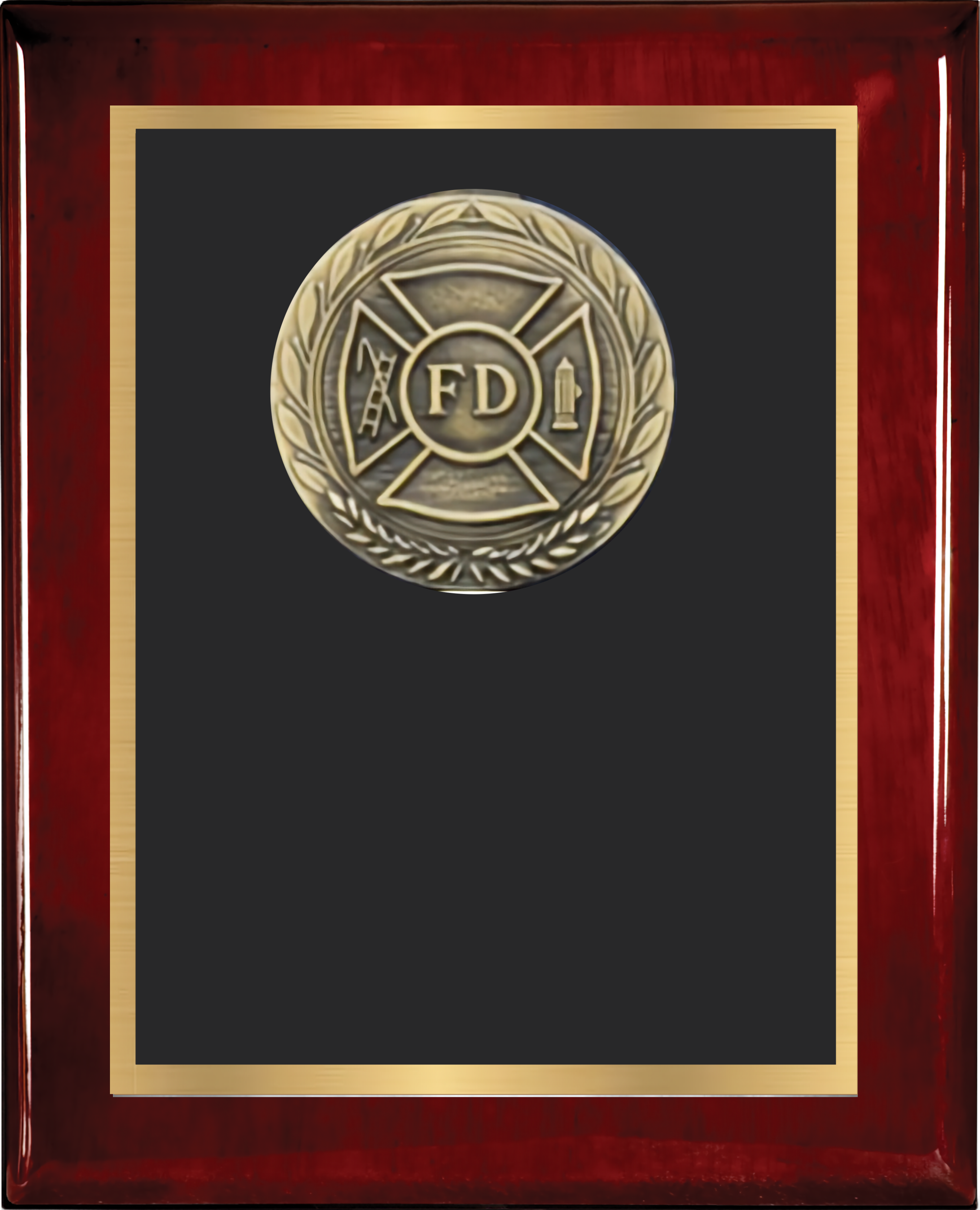 Rosewood Piano Finish Plaque w/Double Plate and Medallion 15