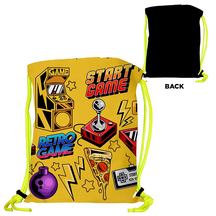 Super Drawstring Pack (One side Imprint)-Neon Yellow Heavy Rope 7