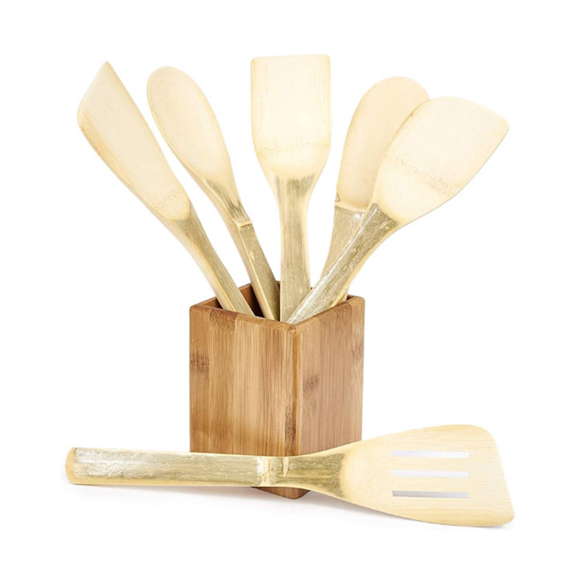 7 Pieces Kitchen Utensil Bamboo Spatula Set 4