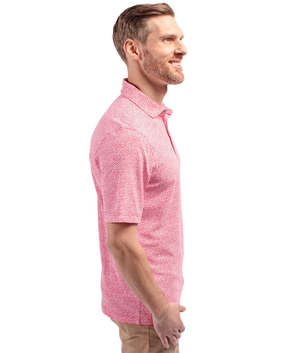 Cutter & Buck Virtue Recycled Botanical Print Featherlight Pique Mens  Polo 100