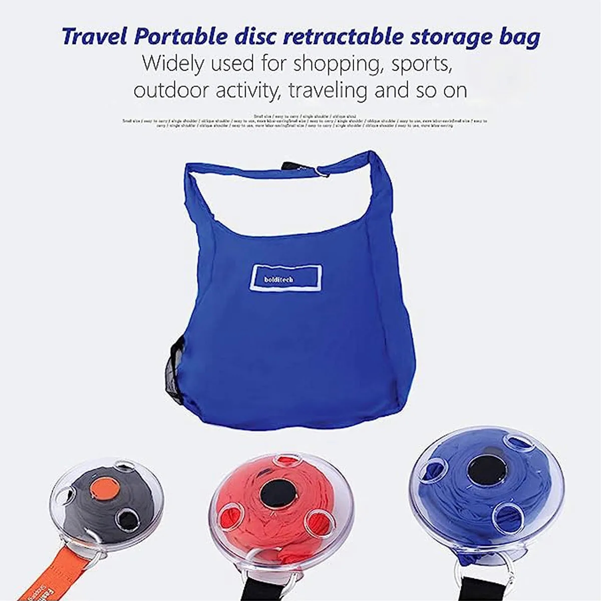 Portable reusable foldable Roll-up shopping crossbody bag 6