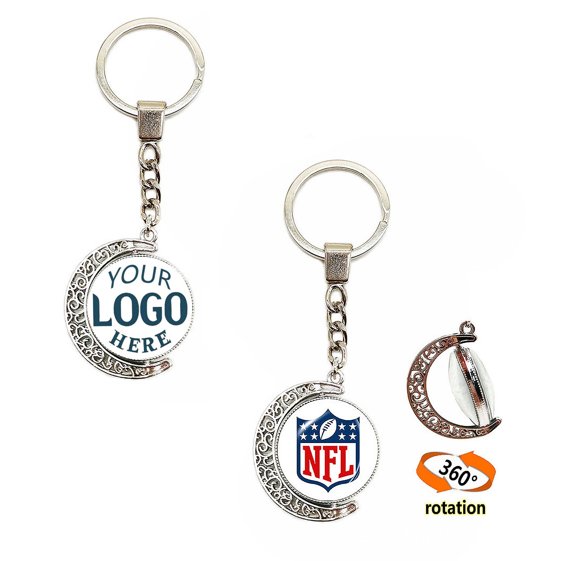 Double Sides Round Spinner Keychain