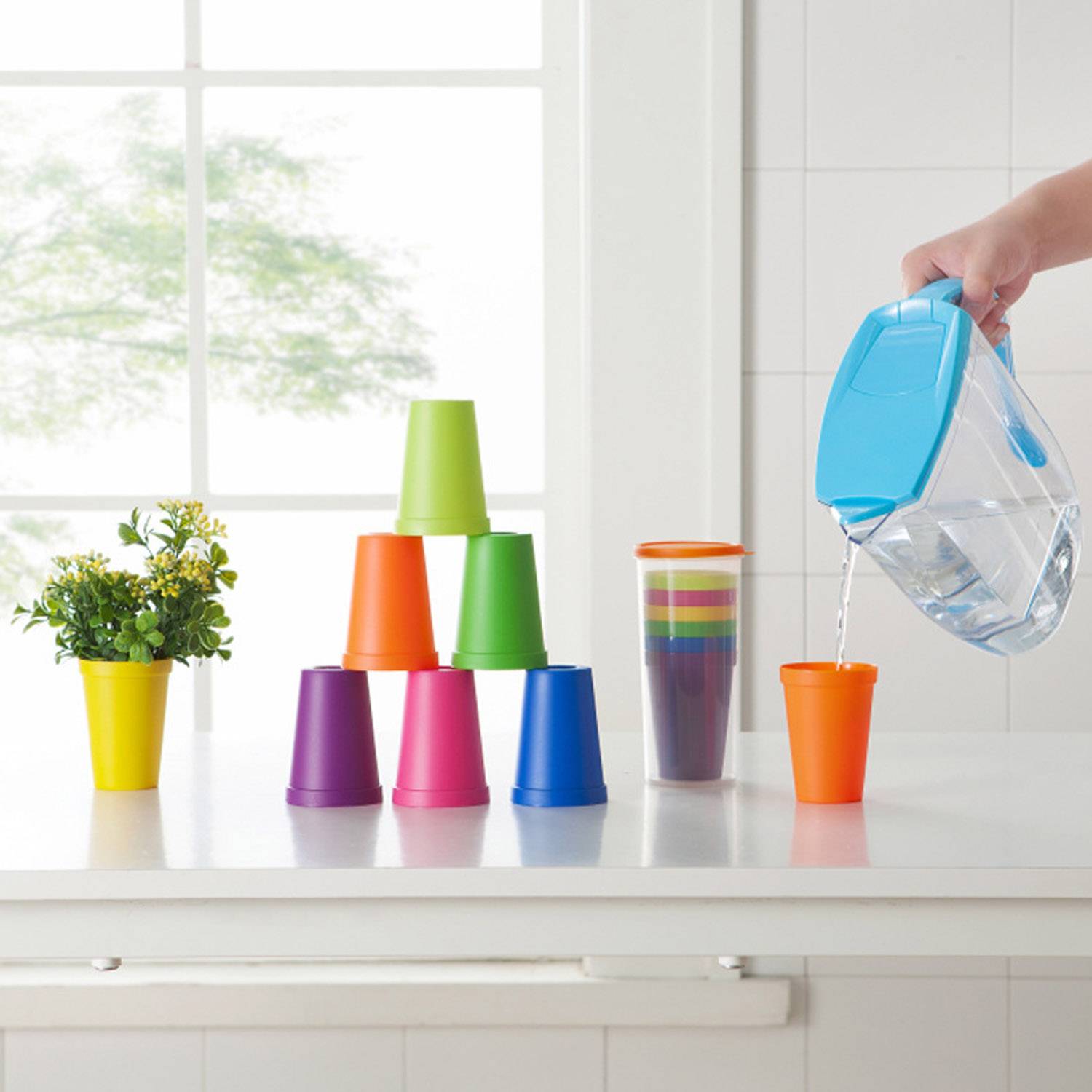 Multipurpose Unbreakable Plastic Cup Set In 7 Rainbow Colors 5