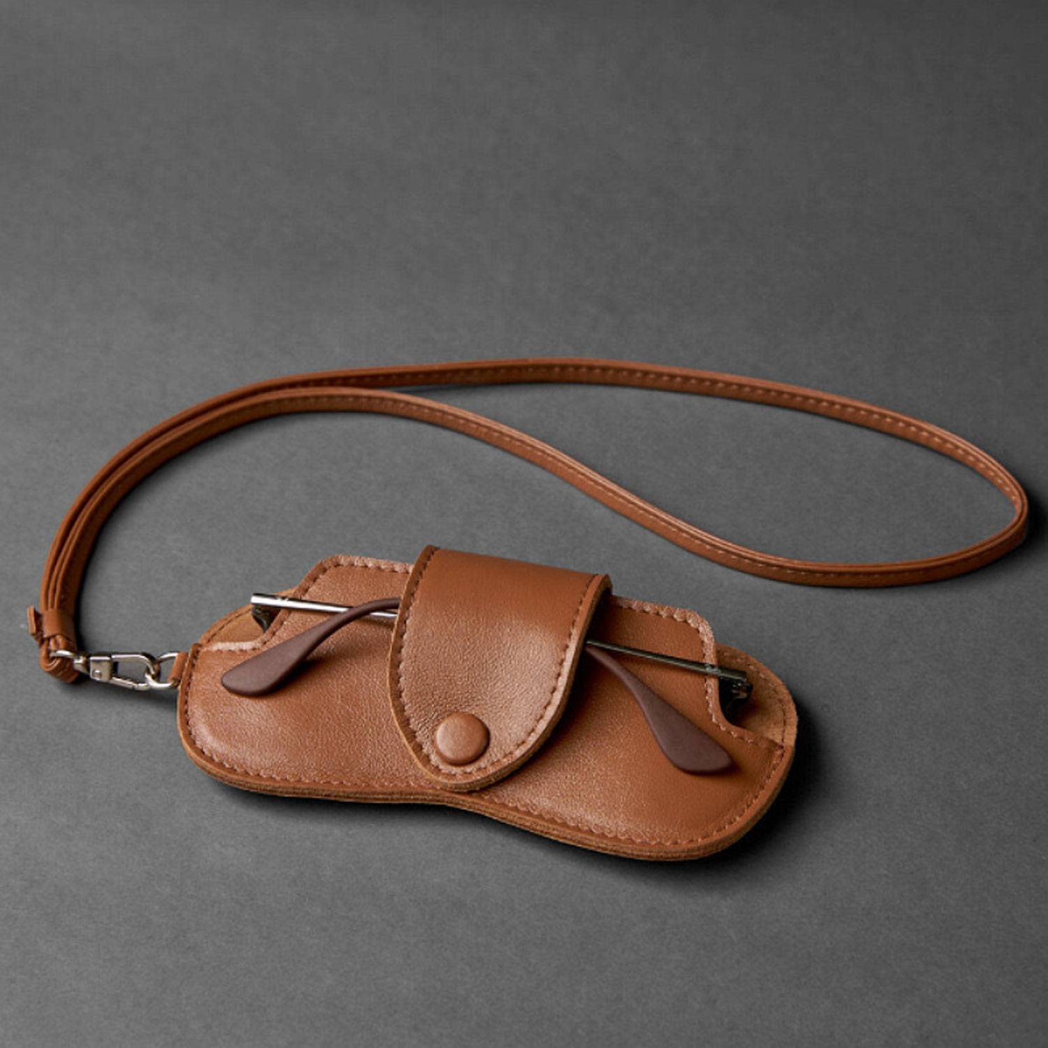 Business Portable Neck Hanging PU Leather Glasses Gag 8
