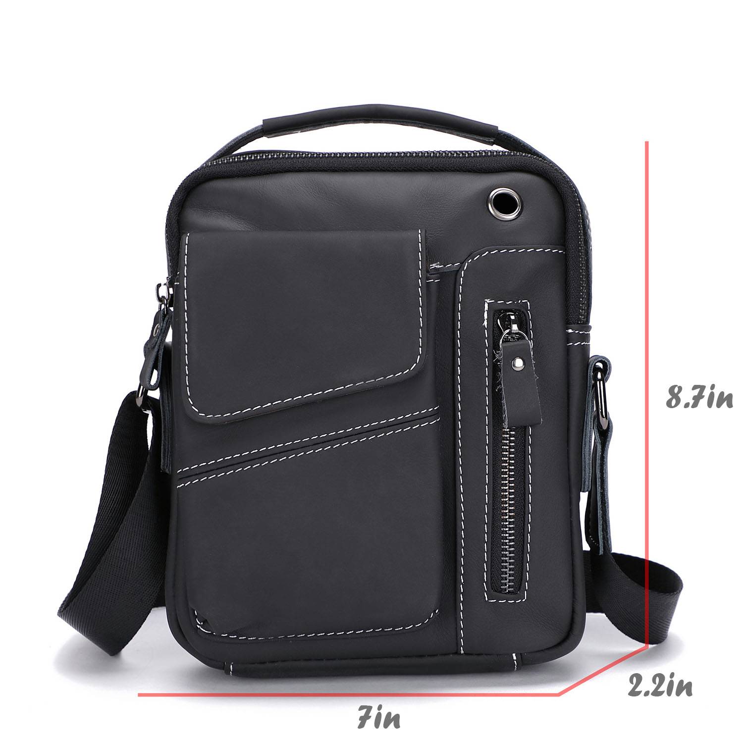 Genuine Leather outdoor Leisure style men's crossbody bag 3