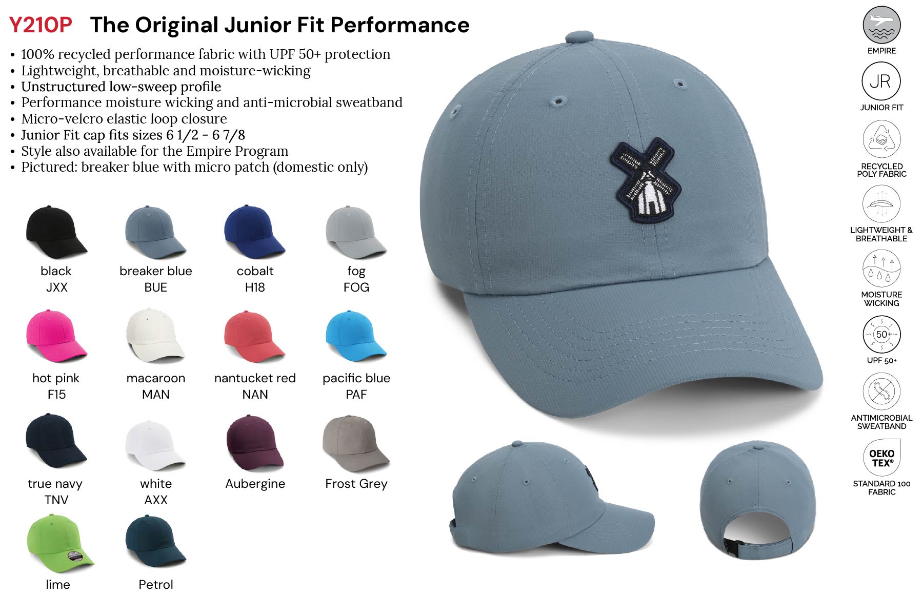 Imperial Y210P The Original Junior Fit Performance Hat with Patches or Embroidery 6