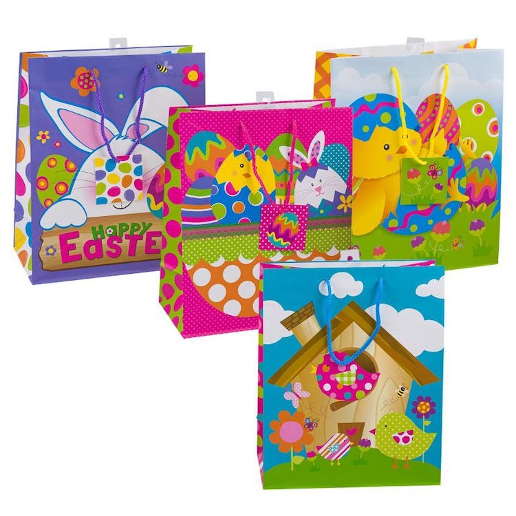 Easter Gift Bags - 13" H 4 Bright Color Assortments 2