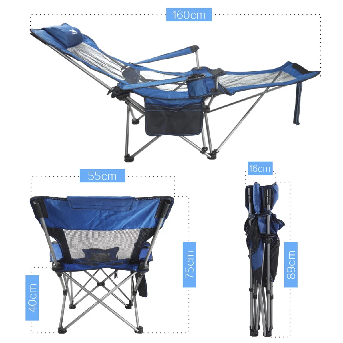 2 in 1 Portable Folding Camping Long Chair 3