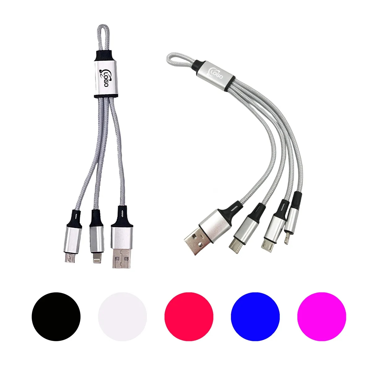 MOQ100 3/4-In-1 Weave USB Charging Cables 4