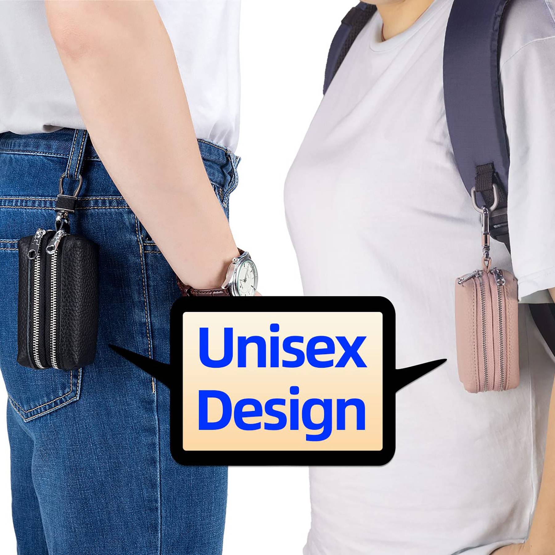 Unisex Double Zipper Keychain Wallet 2