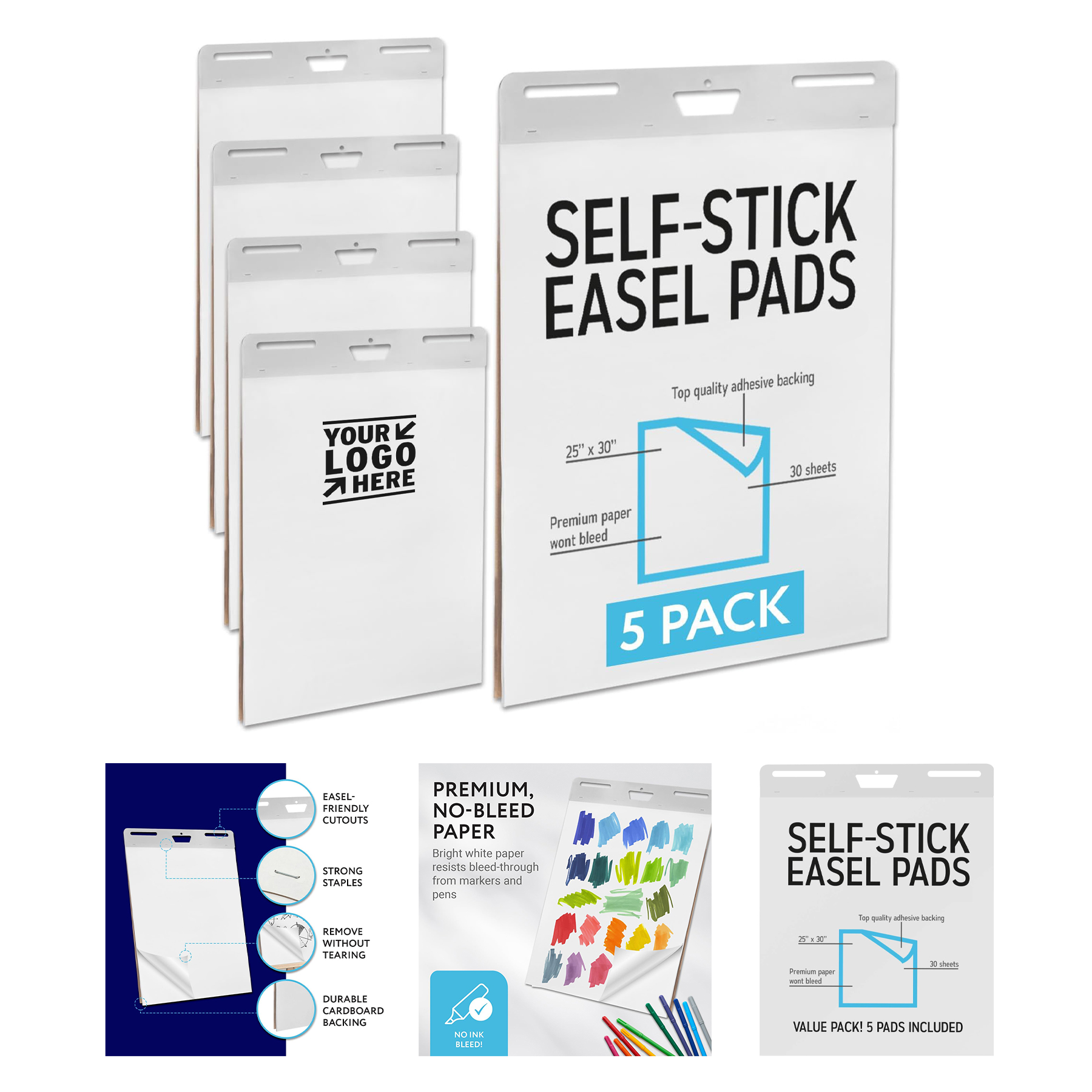 30" x 25" 30 Sheets Large Sticky Easel Pad 2