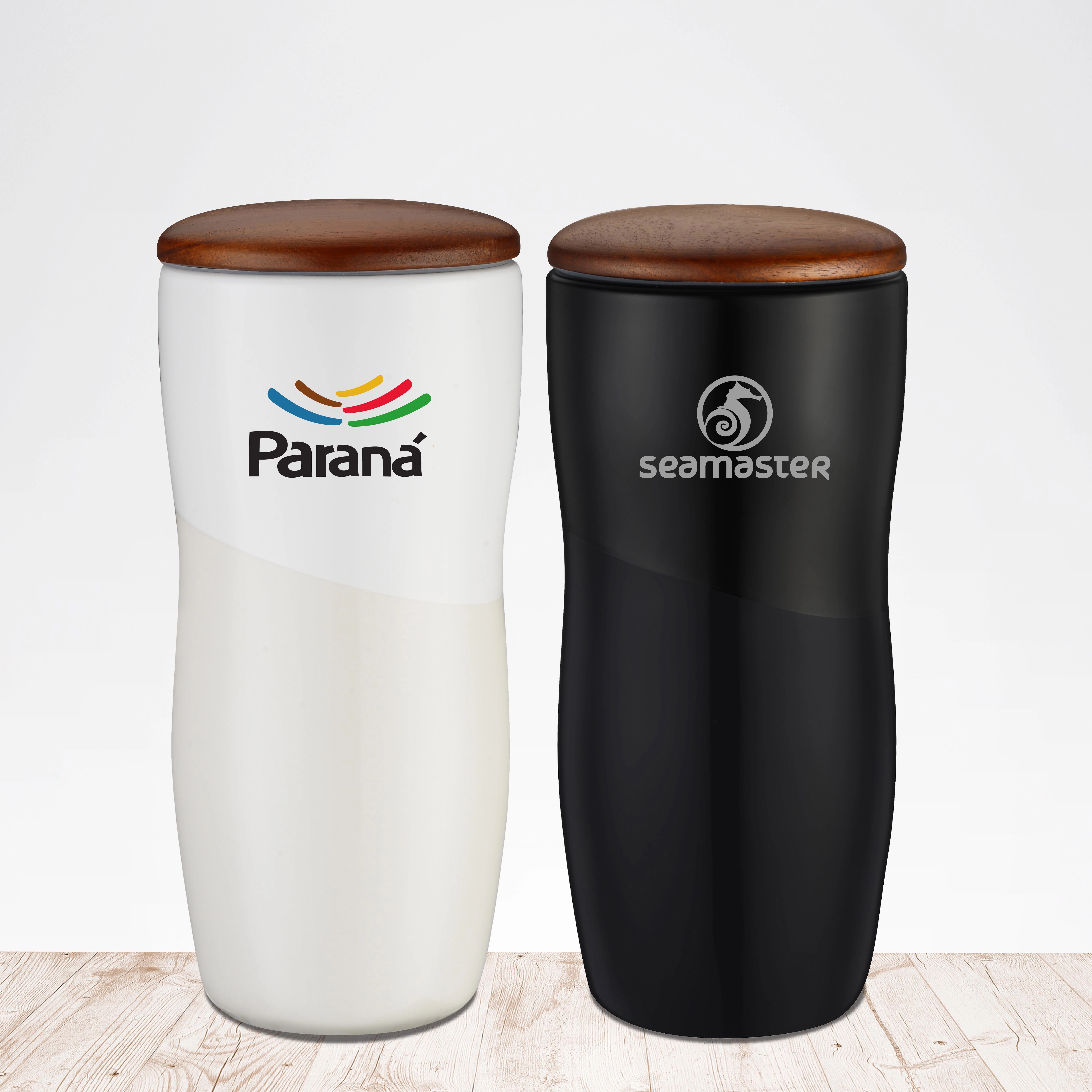 FARMINGTON - 12 OZ DOUBLE WALL CERAMIC TUMBLER WITH WOOD LID 1
