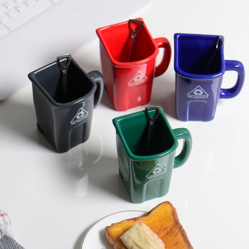Custom 12 oz Ceramic Funny Trash Can Mug 6