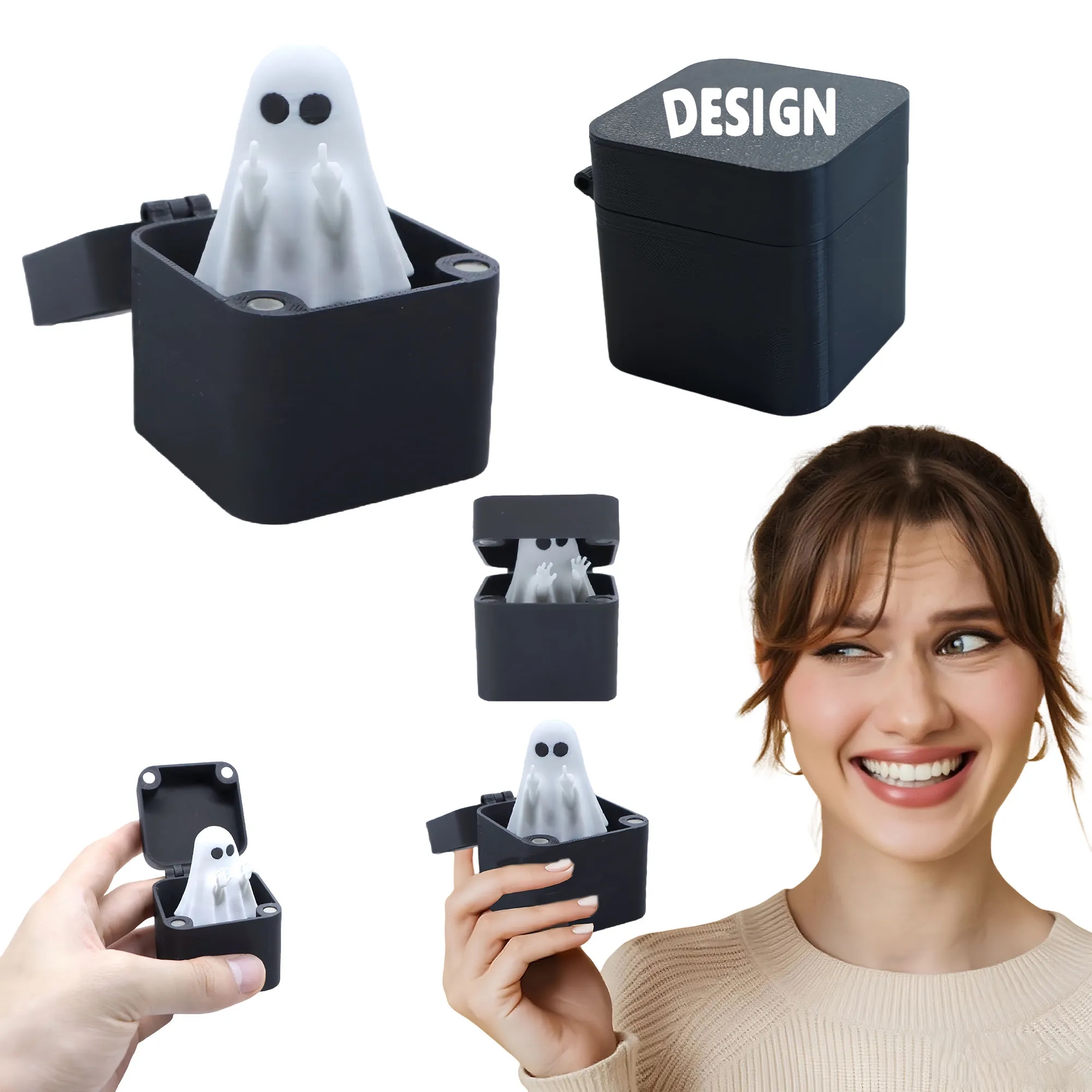Playful Middle Finger Ghost Halloween Prank Box