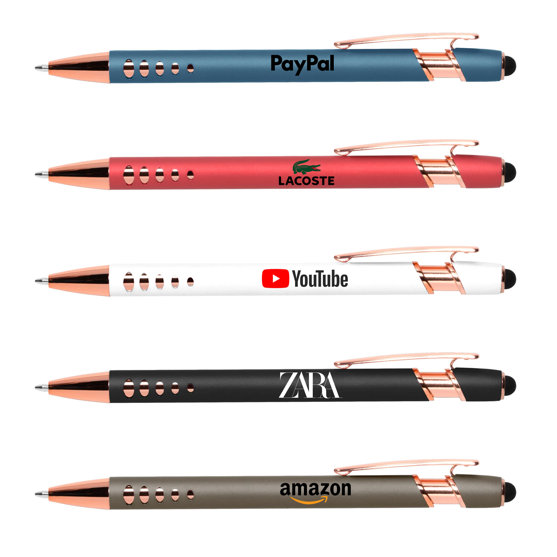 Stylus-4563 Ballpoint Soft Touch Pens with Rose Gold Trims 7