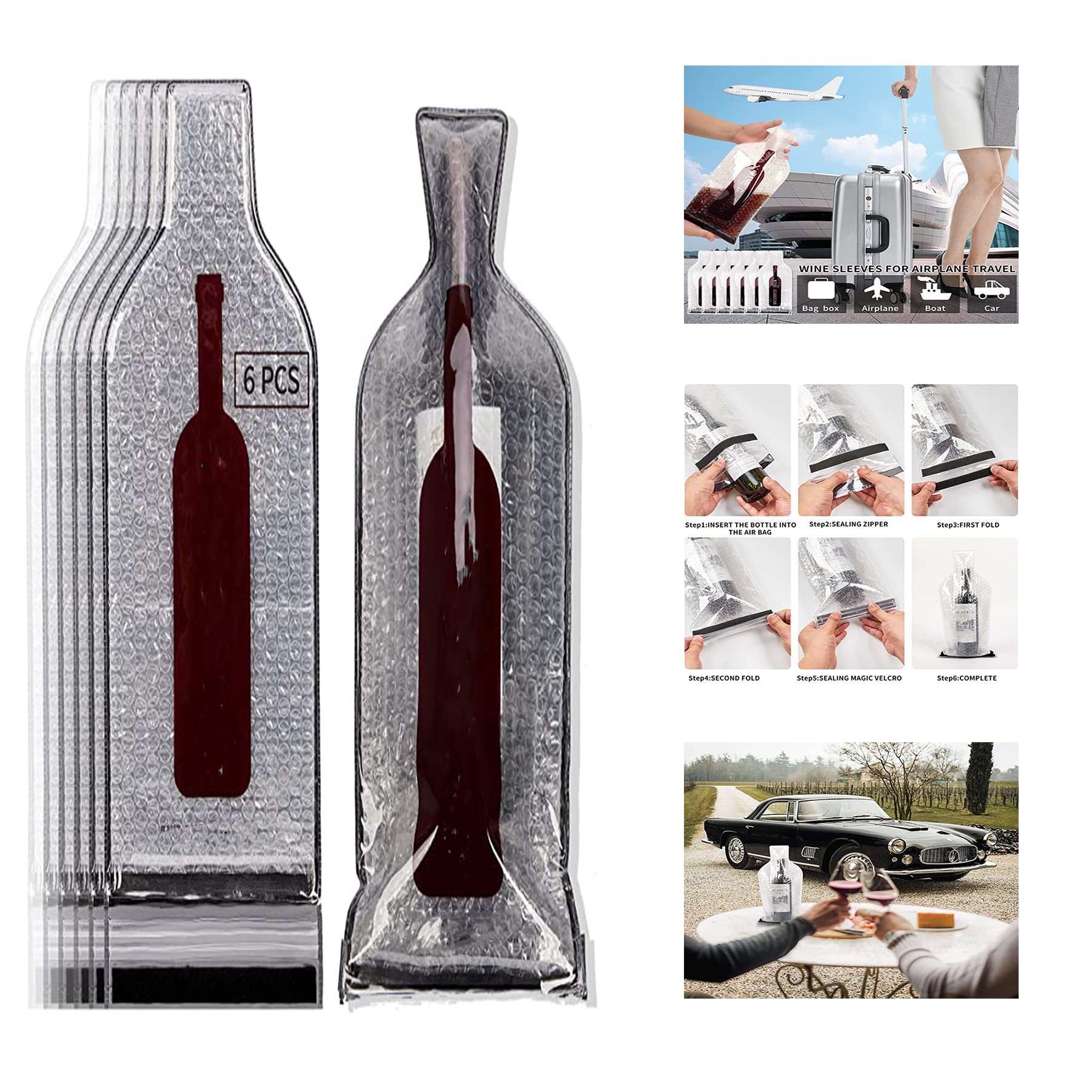 Wine Travel Bags Reusable Sturdy Wine Sleeves for Luggage 3