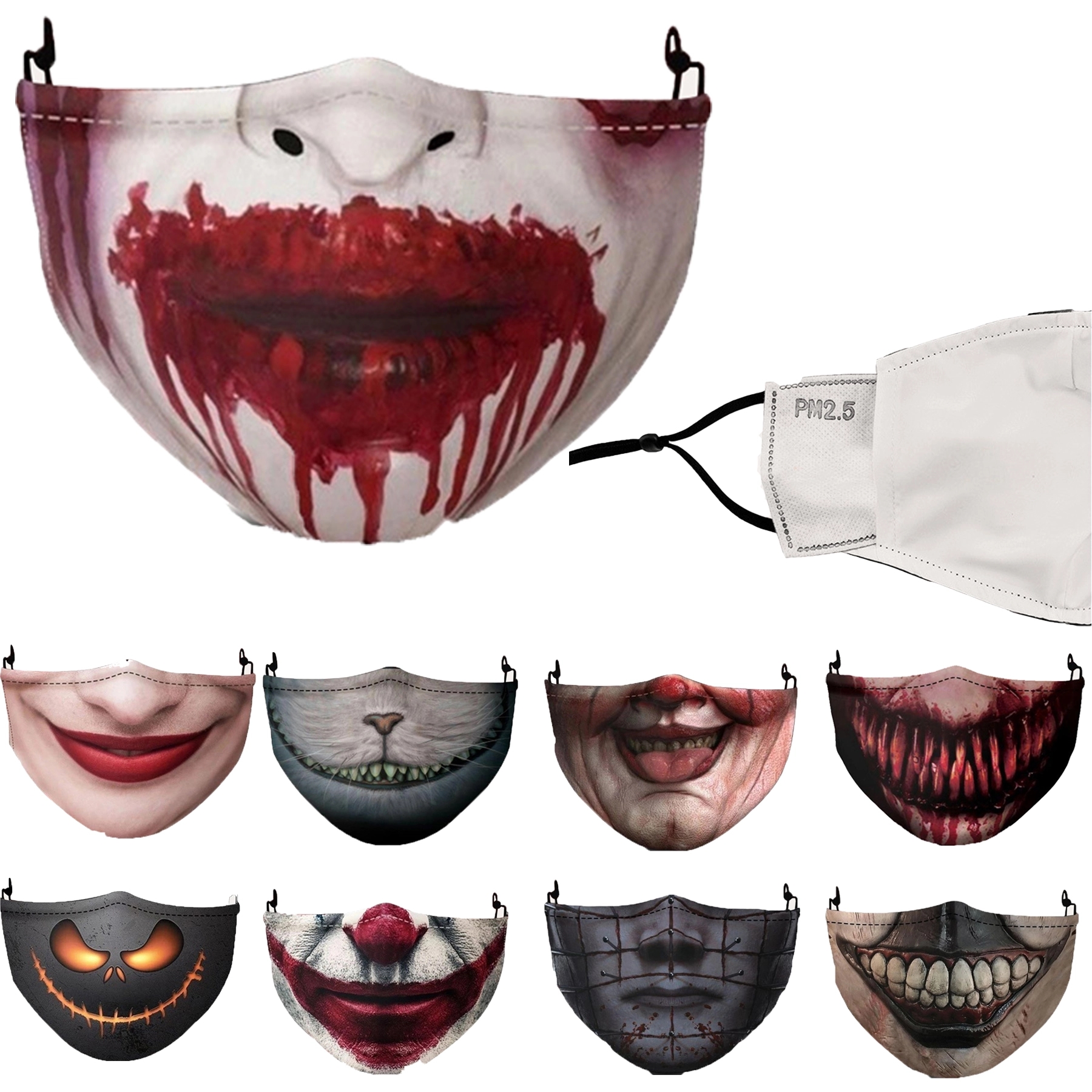Cotton Fancy Halloween Face Mask Beats Mouth for Adult Party 3