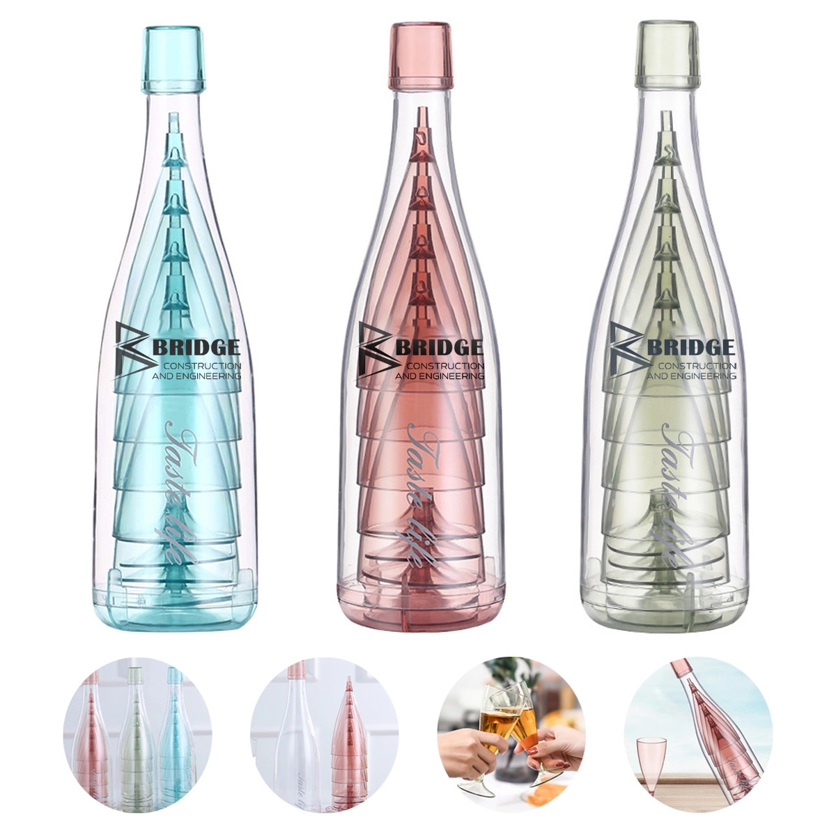 Reusable PortableMimosa Wine Glasse Plastic Champagne Flutes 8