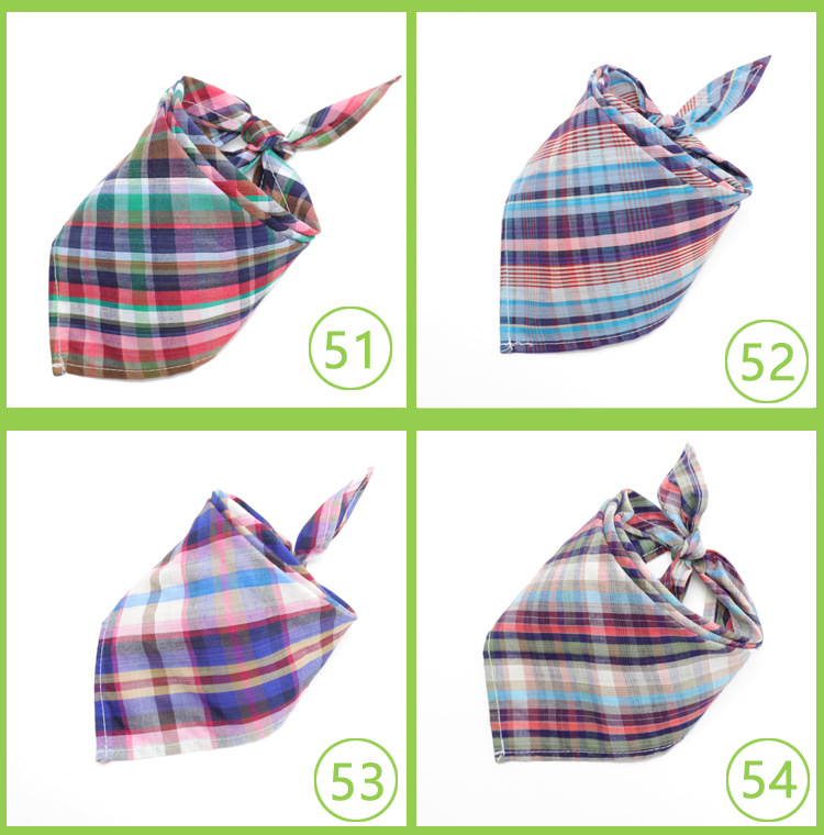 Dog Bandana Plaid Reversible Triangle Bibs Scarf 13
