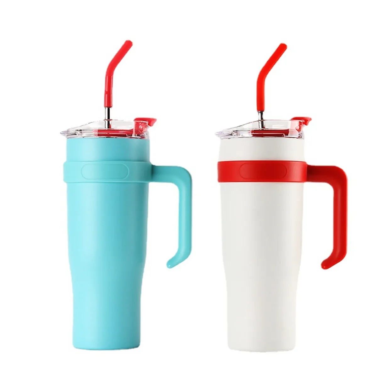 40 oz Insulated Tumbler Mug with Handle and Straw Lid 4