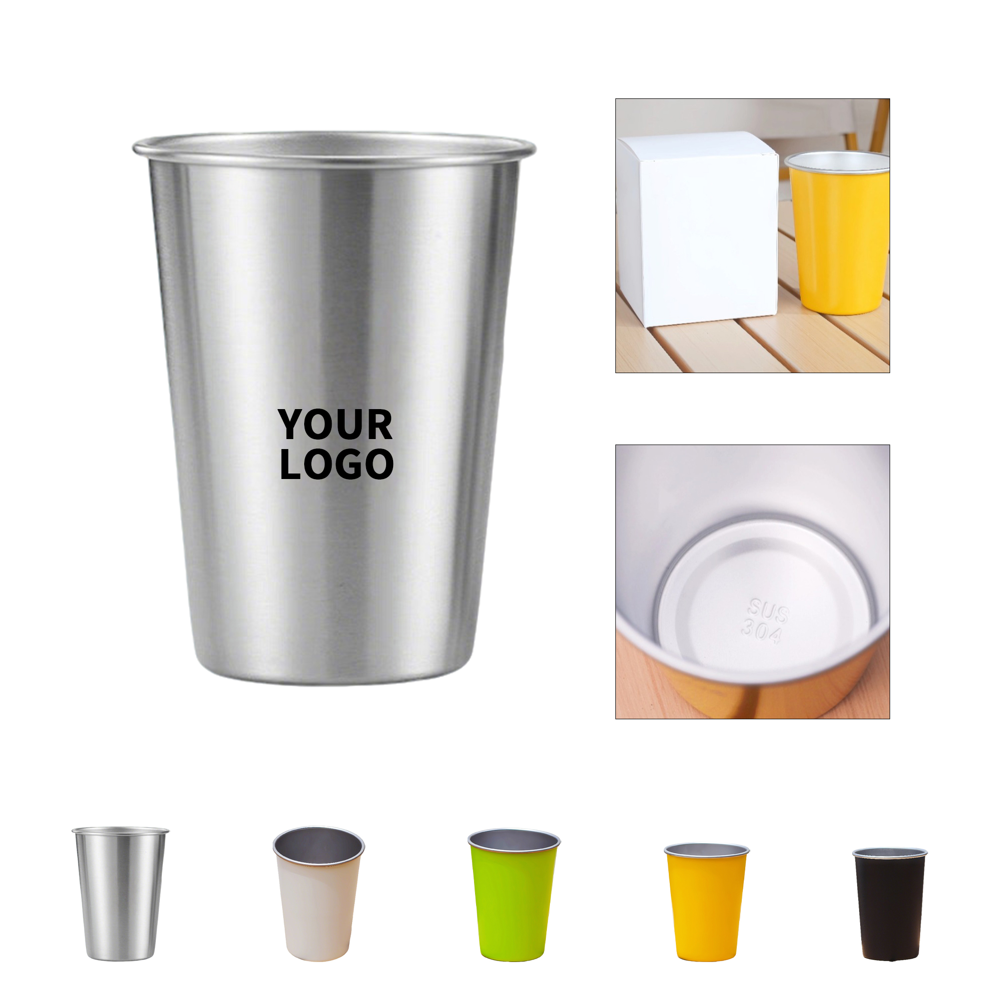 Stainless Steel Pint Cup 16 Ounce Powder Coated Black 6