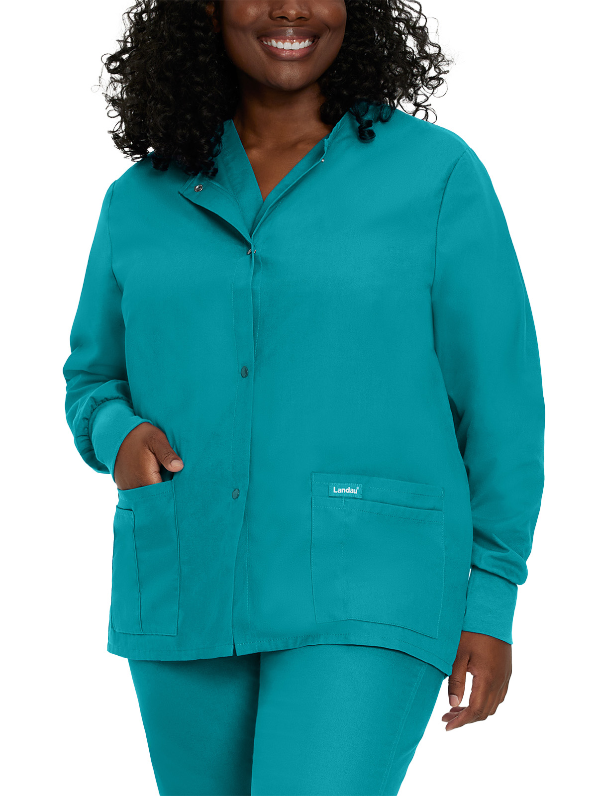 Landau - Essentials - Women's Four-Pocket Crew Neck Warm-Up Jacket 53
