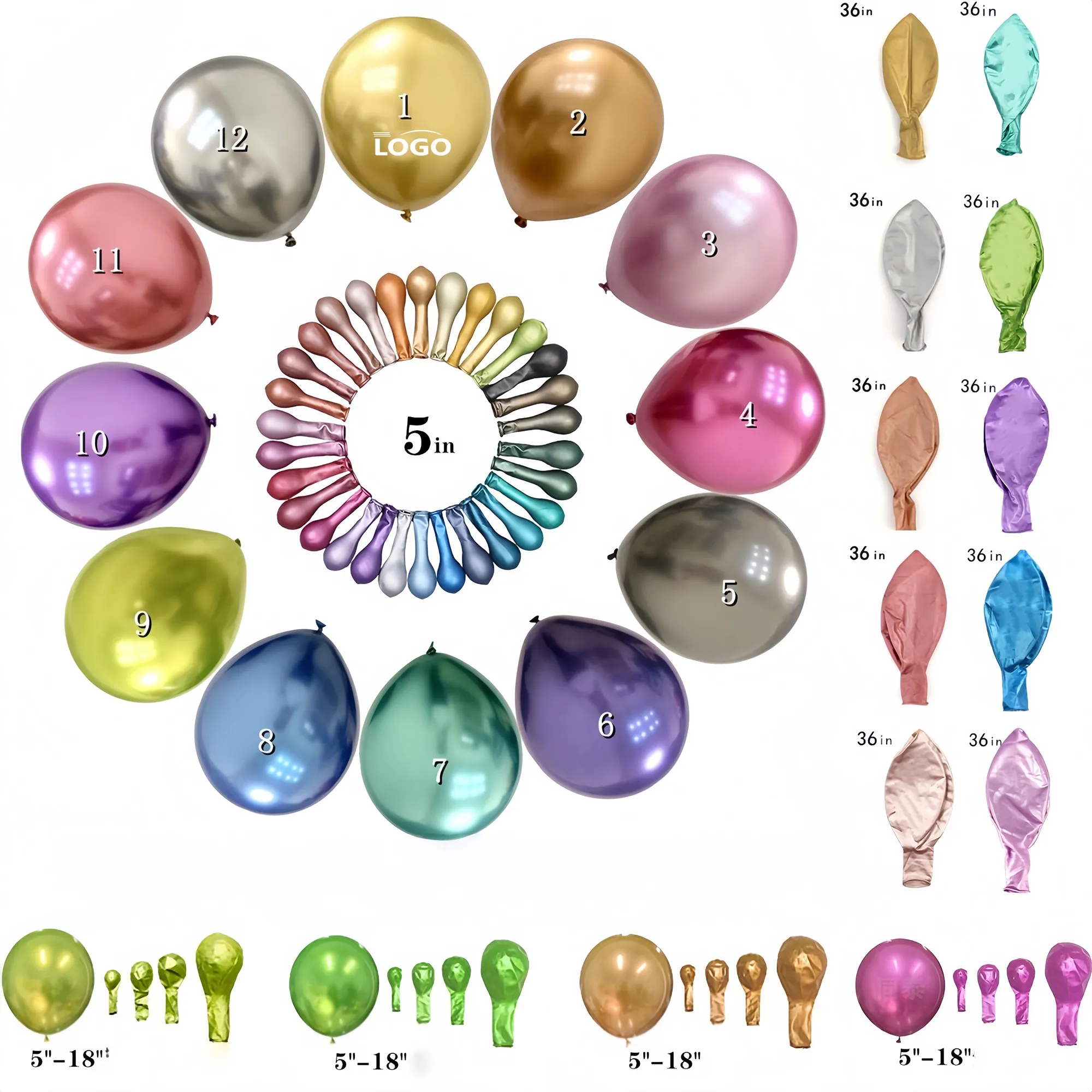 Round Metallic Latex Balloon For Event Decor Free Shipping