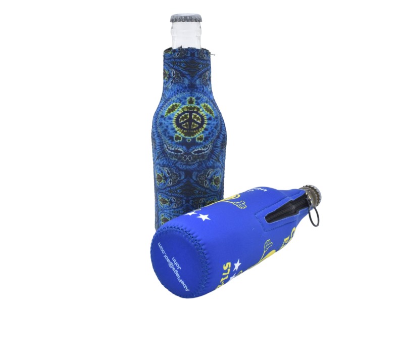 Collapsible Sublimated Neoprene Bottle Cooler, custom koozie with logo imprint 3