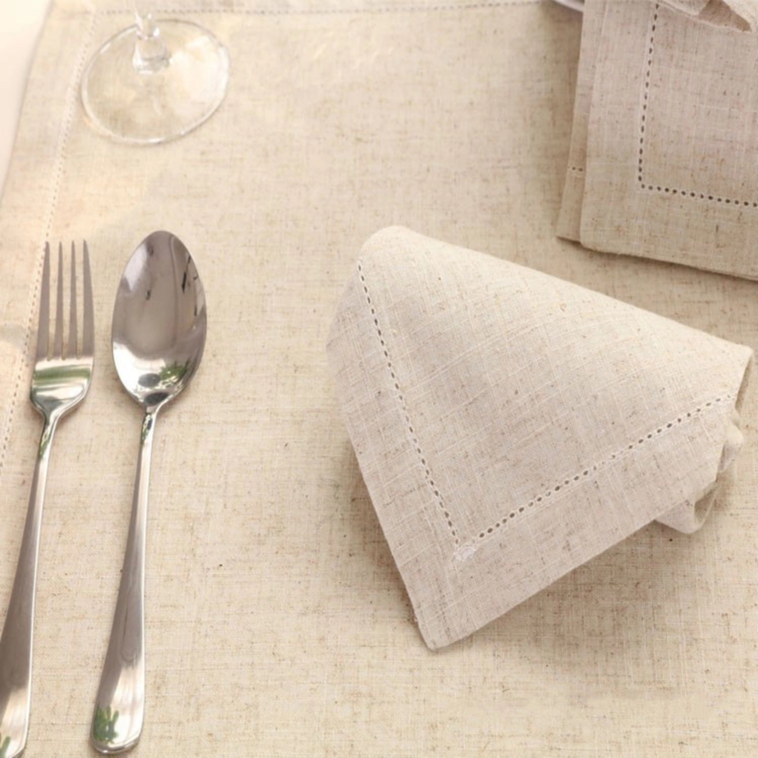 Cotton Linen Hem Stitch Dinner Napkins 20 X 20 Inch 3