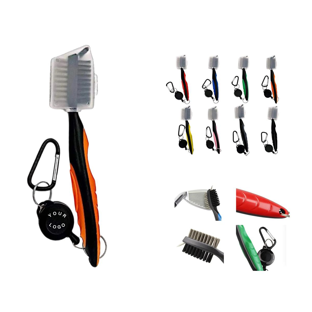 Golf Club Brush with Carabiner and Zip-Line 8