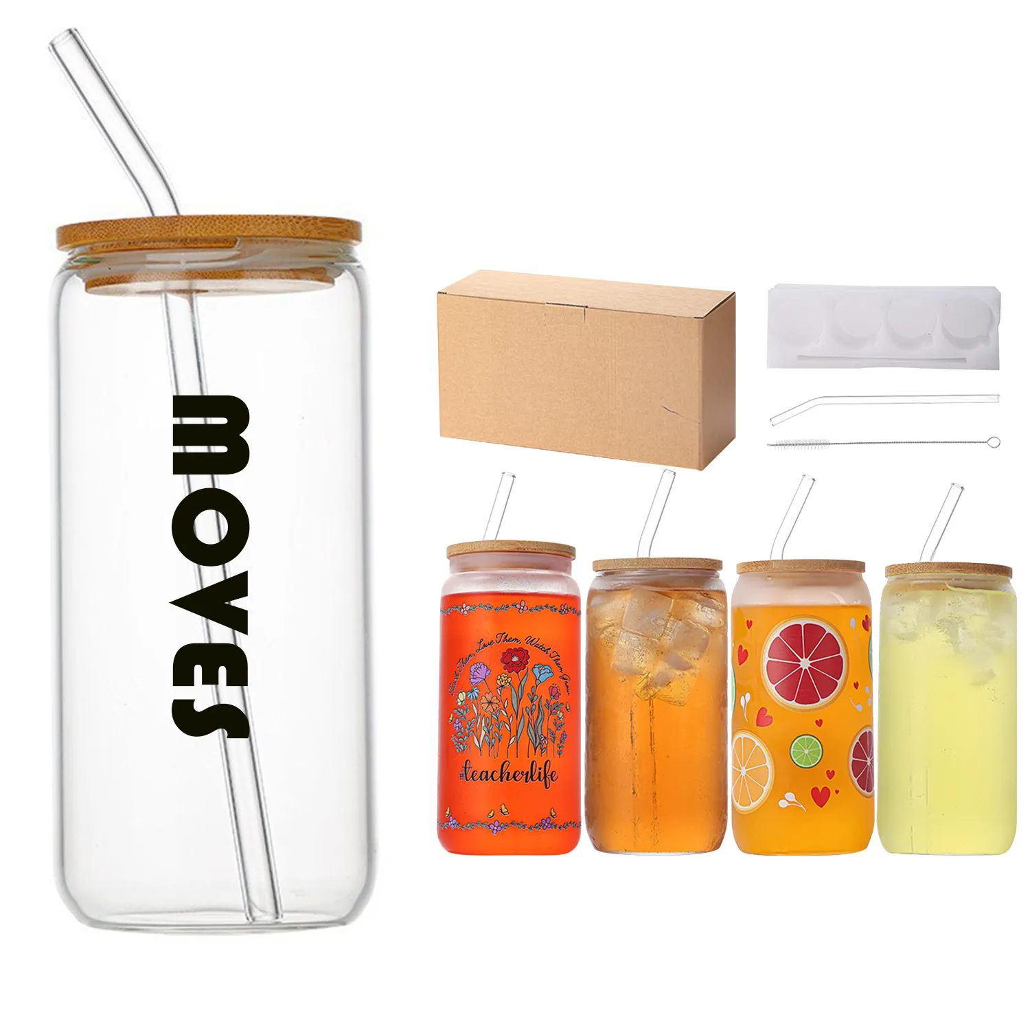 16OZ Glass Mason Jar With Lid And Straw 8