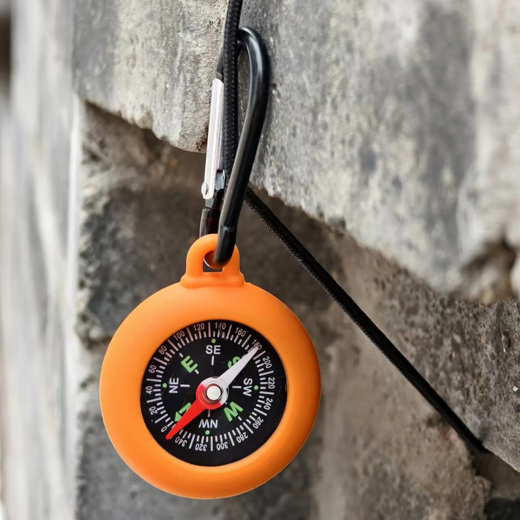 Pendant Silicone ABS Compass with Hanging Carabiner 12