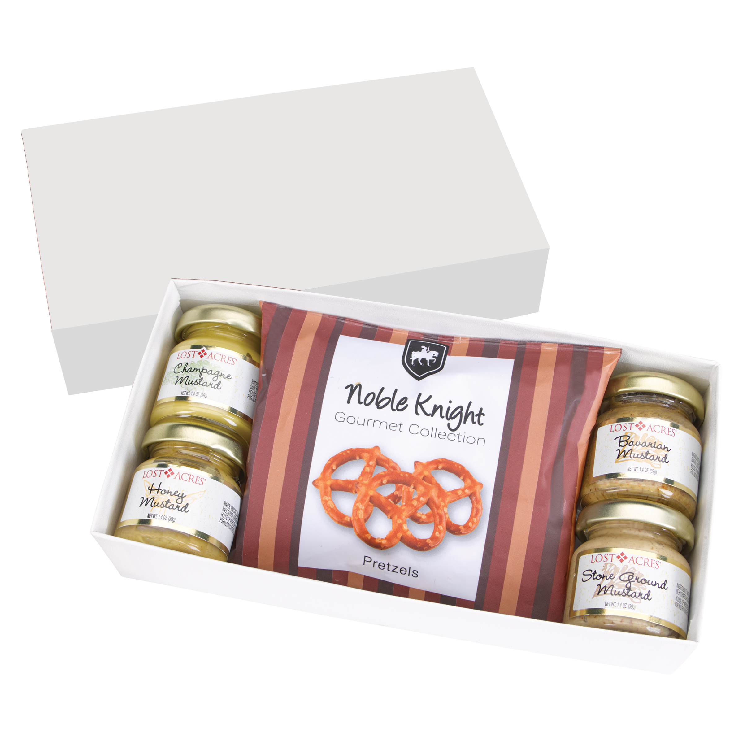 Gourmet Mustard Set With Pretzels In Gift Box 1