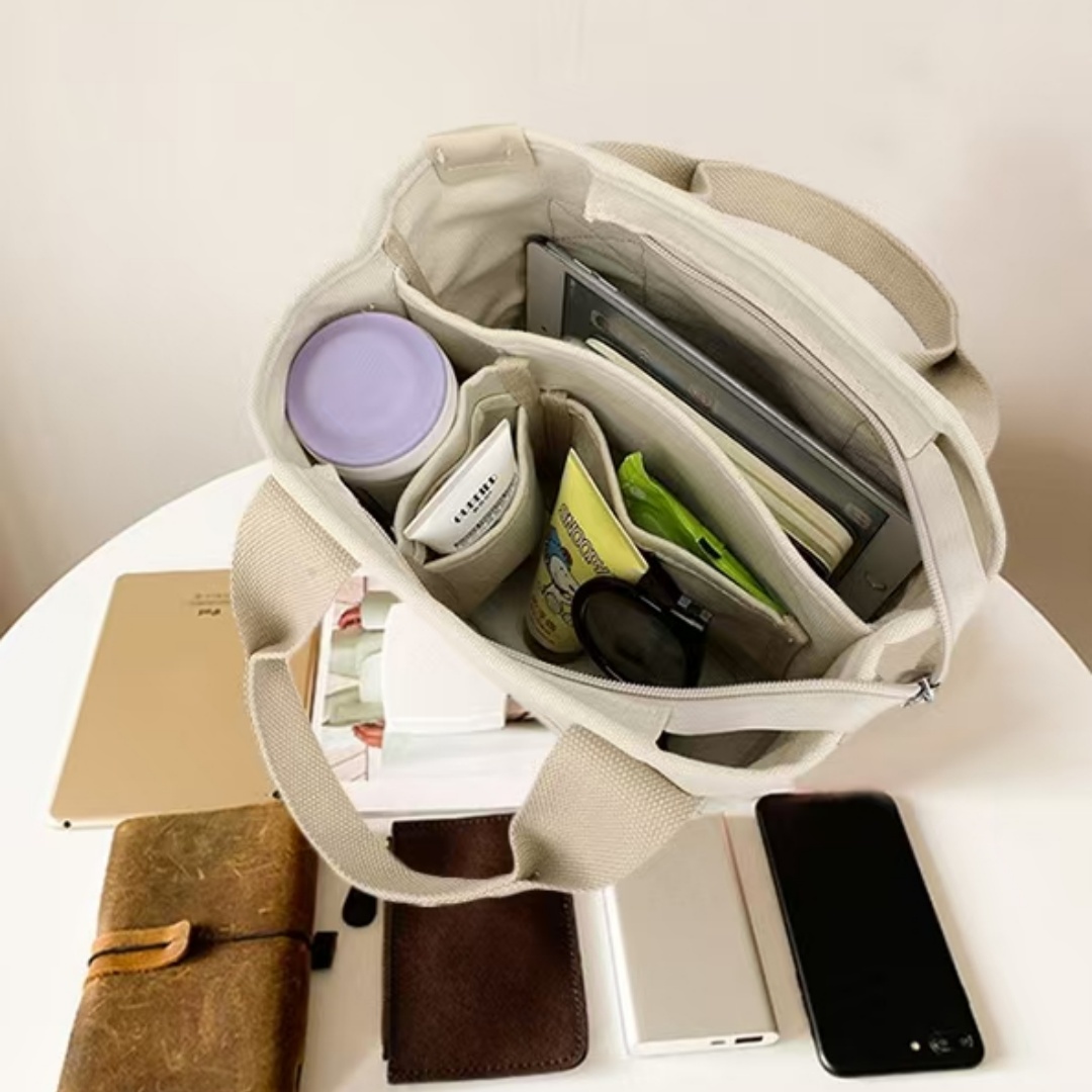 Versatile Canvas Tote Bag With Shoulder Strap For Teenager & College 13