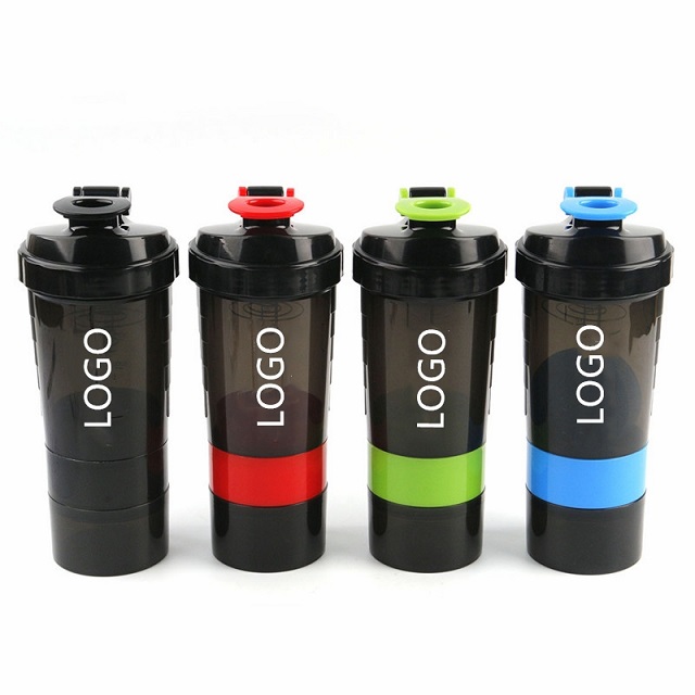 3 in 1 Plastic Sports Gym Protein Shaker Bottle 2