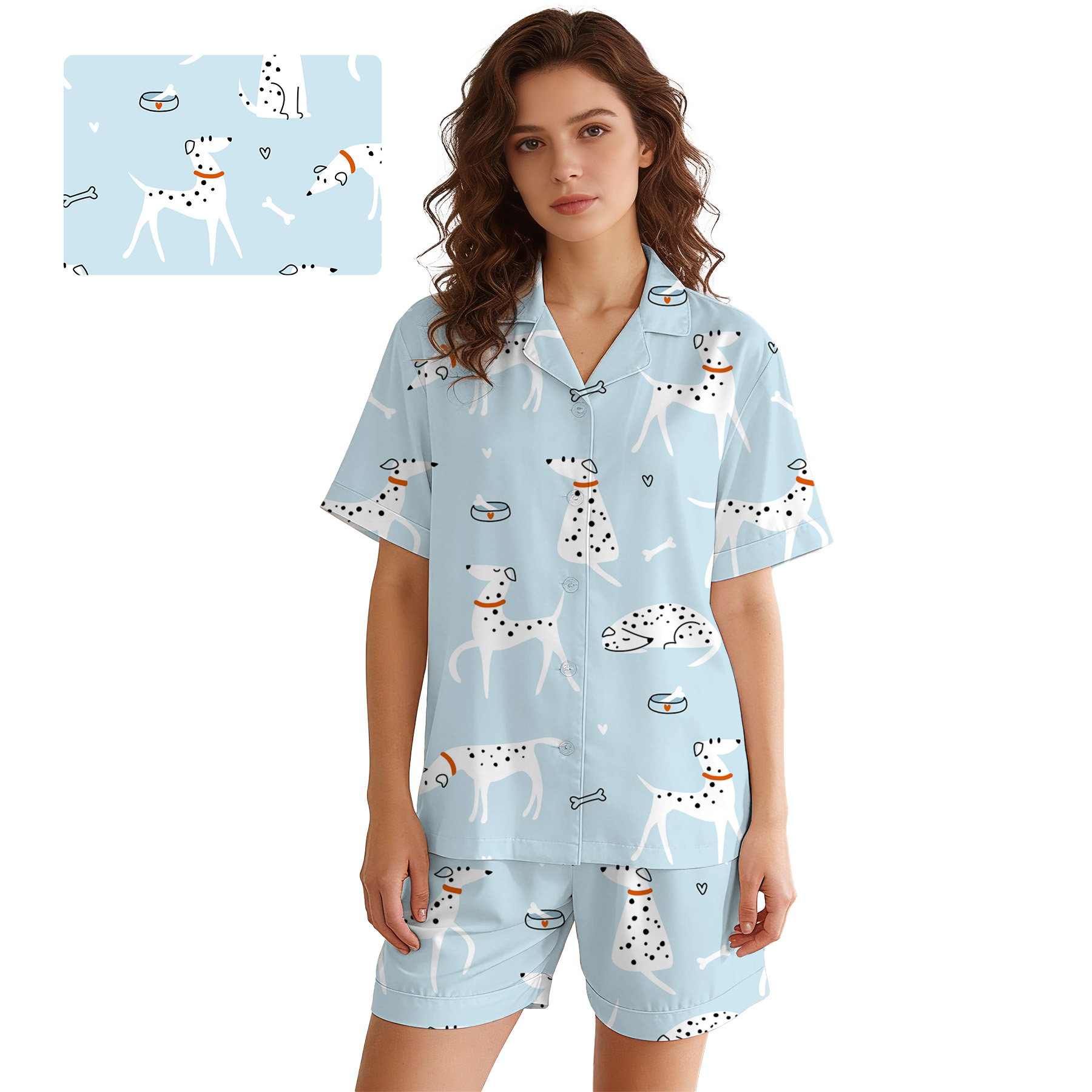 100% Cotton Double-Gauze Short Sleeve Pajamas Set 2