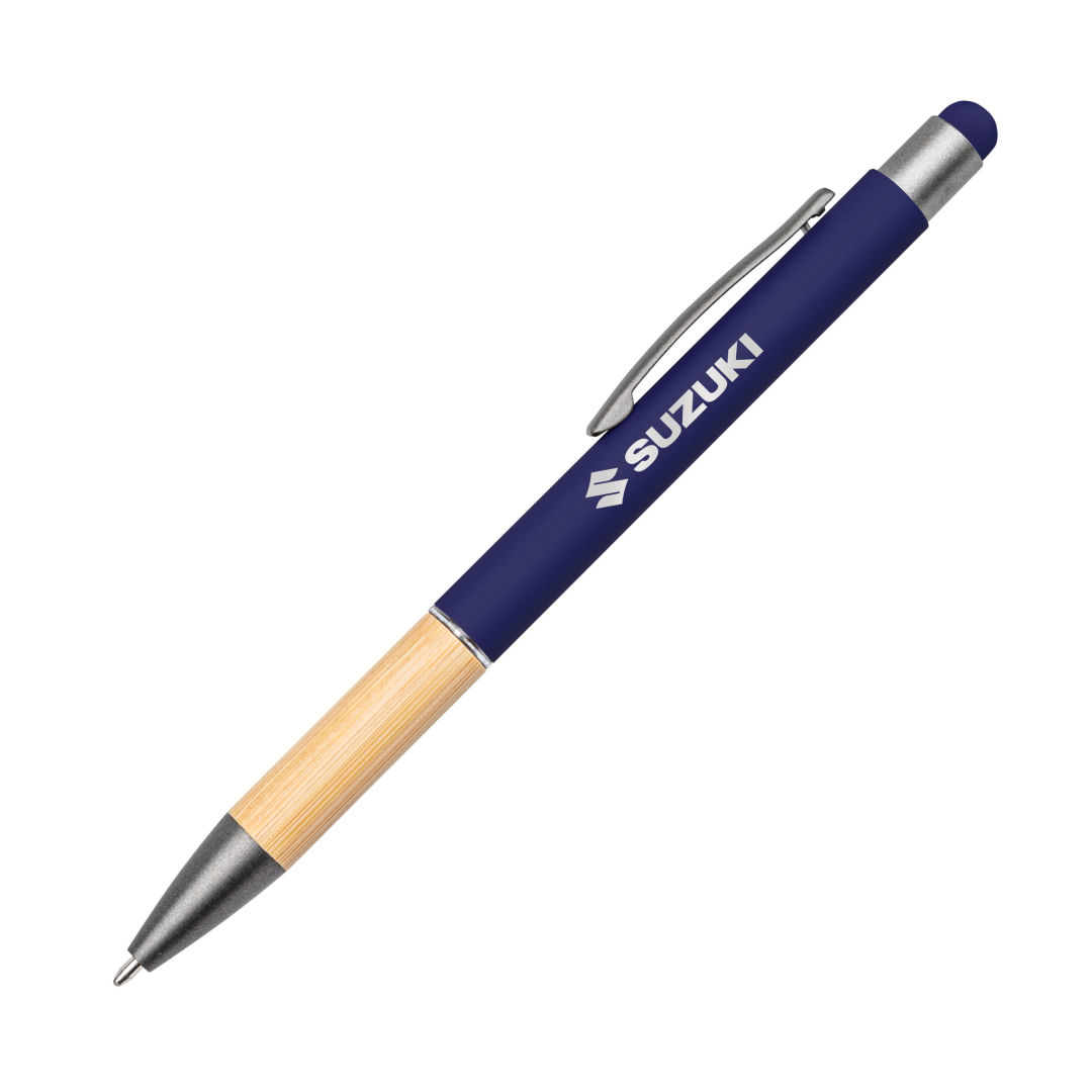 Assias Aluminum Pen w/Bamboo Grip & Blue Refill 5