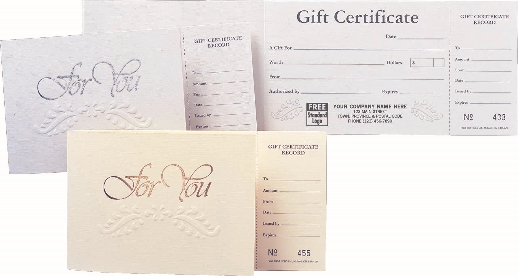 Blank Gift Certificates - Embossed - Ivory with Foil 2