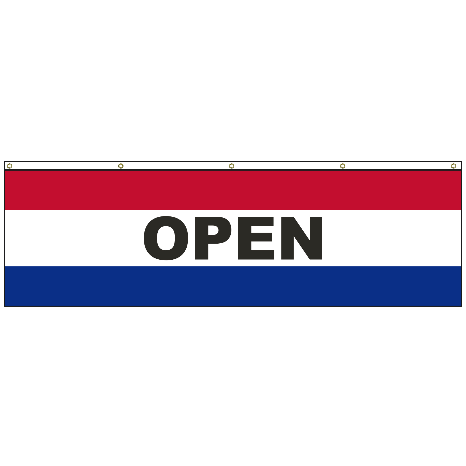 Open 3' x 10' Horizontal Flag with Heading and Grommets Across the Top 3