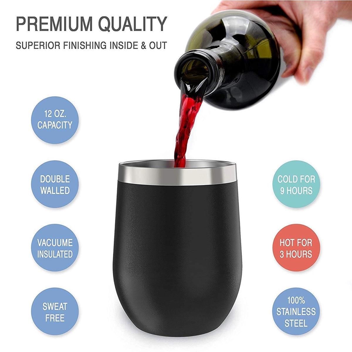 12 OZ Stainless Steel Wine Tumbler 4