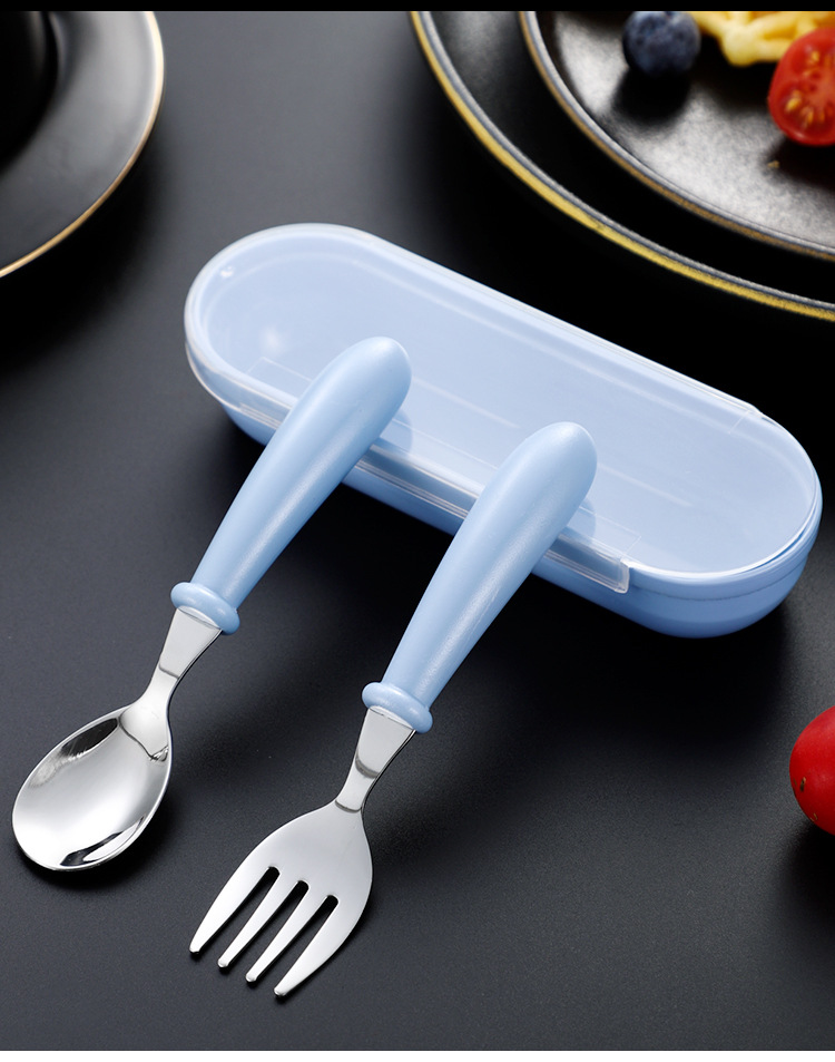 Safety Stainless Steel Toddler Fork Spoon Set 2