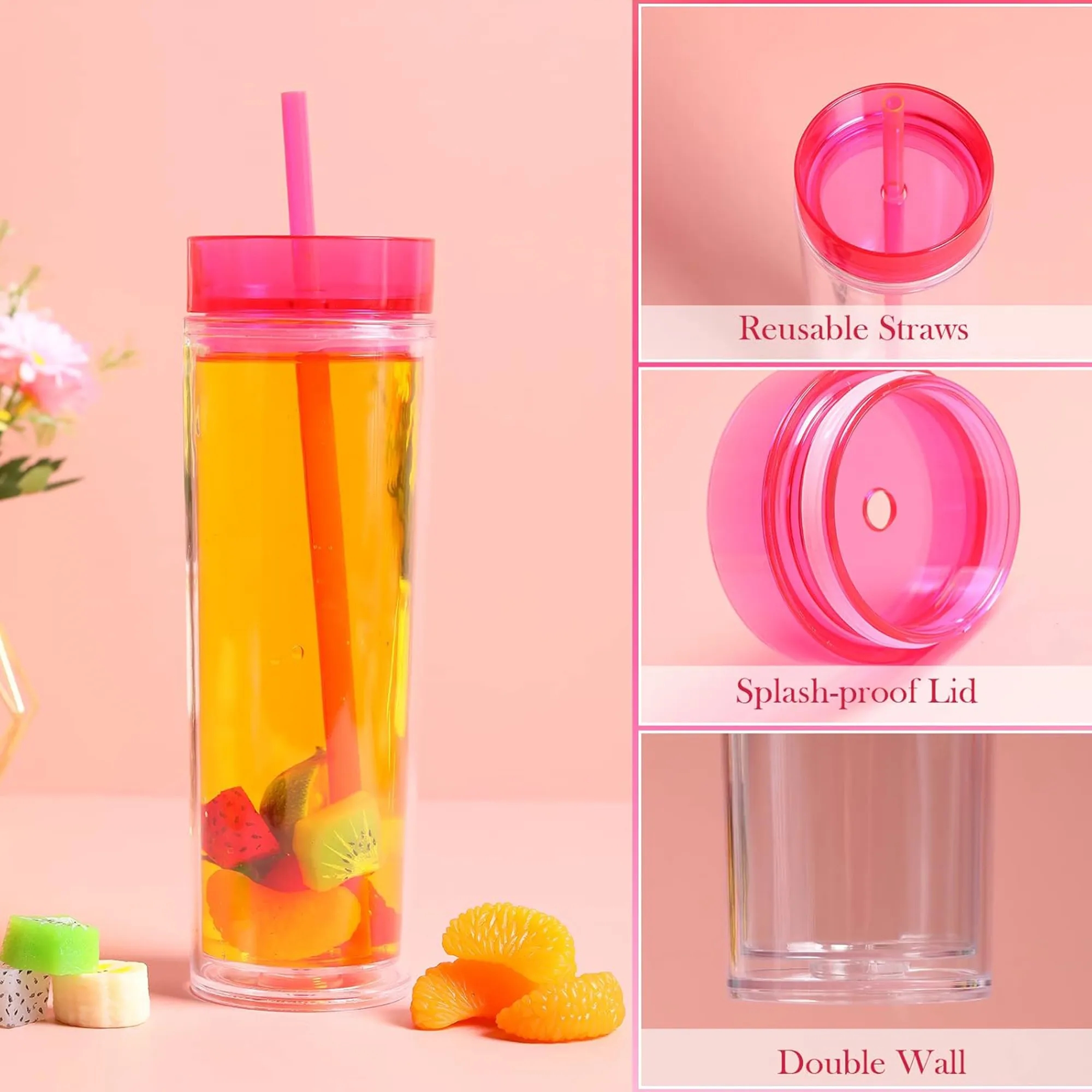 Skinny Double-Wall Tumbler with Straw 6