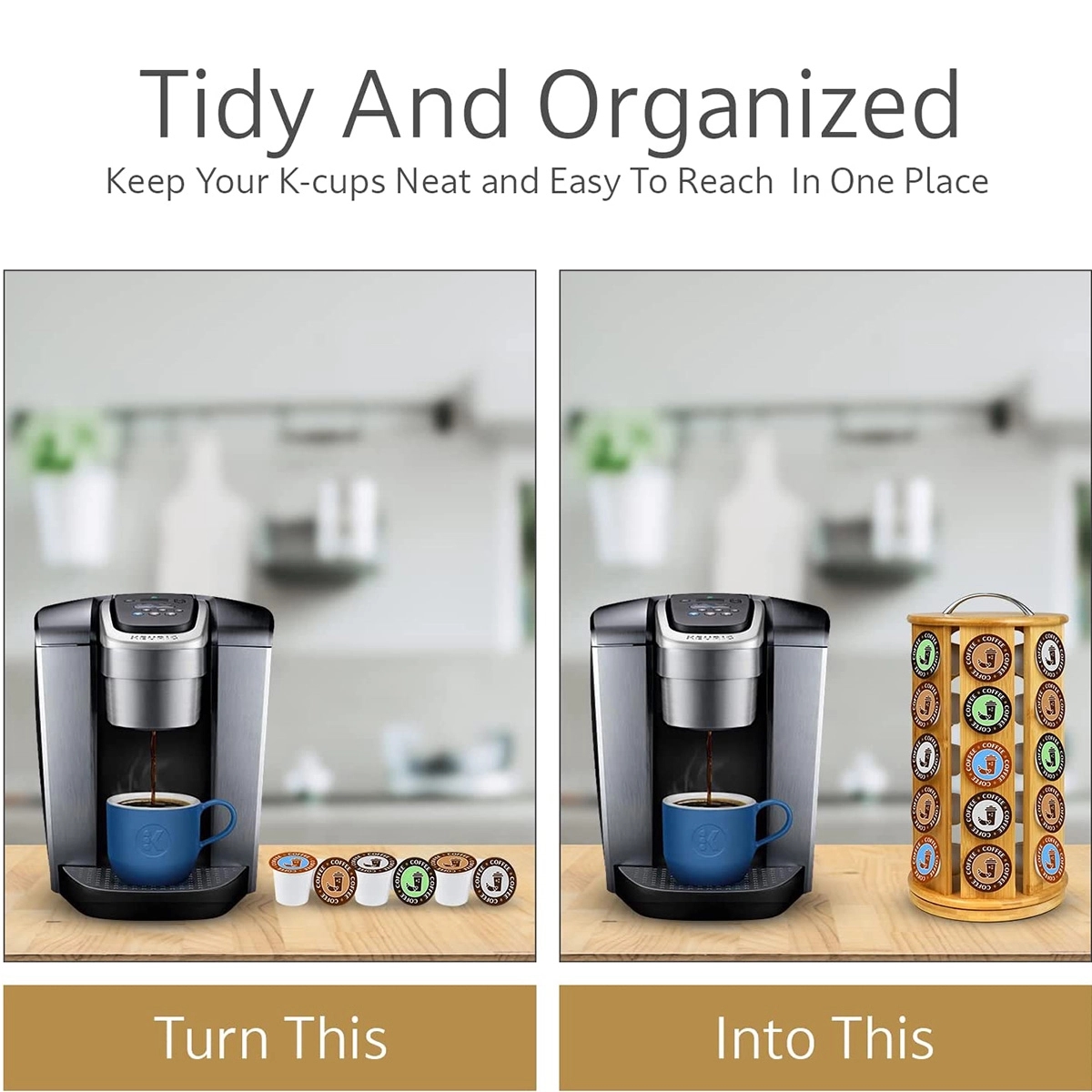 Bamboo Coffee Pod Organizer Compatible With K-Cups 3