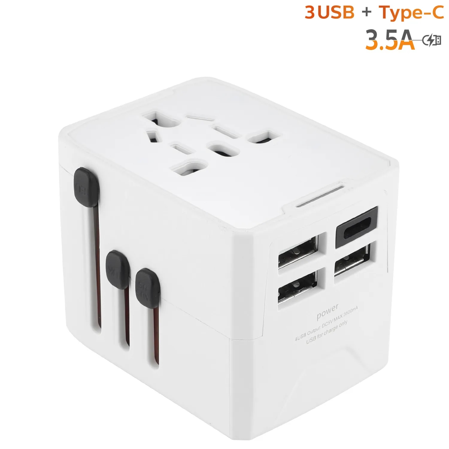 International Power Adapter Wall Charger 3 USB + 1 Type C 3